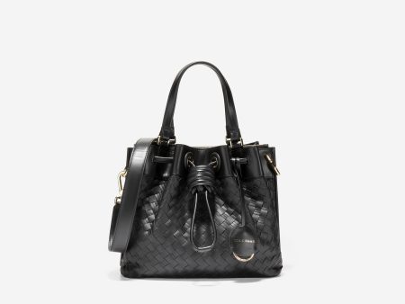 Woven Leather Small Bucket Bag Online Sale