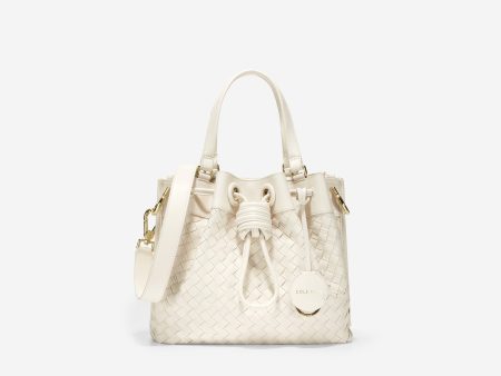 Woven Leather Small Bucket Bag Discount