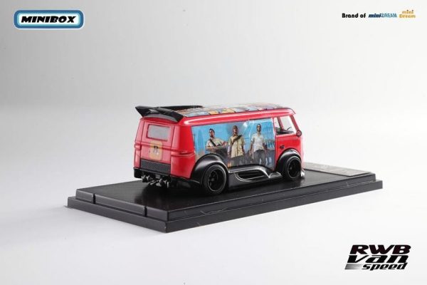 VOLKSWAGEN BUS VAN RWB GRAND THEFT AUTO GTA RED WITH BLACK WHEELS 1 64 SCALE DIECAST CAR MODEL Sale