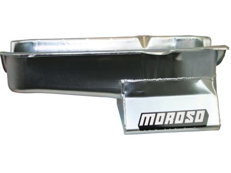 Moroso 1986+ Chevrolet SBC (w 1 Piece Rear Main Seal) Wet Sump 7qt 8.25in Steel Oil Pan - Black For Sale