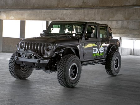 DV8 Offroad 07-23 Jeep Wrangler Gladiator JT JK JL FS-25 Stubby Front Bumper w Plated Bull Bar For Sale