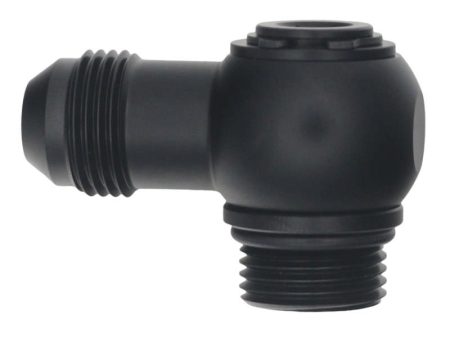 DeatschWerks 8AN ORB Male to 8AN Male Flare Low Profile 90-Degree Swivel - Anodized Matte Black Cheap