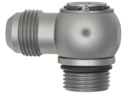 DeatschWerks 10AN ORB Male to 10AN Male Flare Low Profile 90-Degree Swivel - Anodized DW Titanium Online now