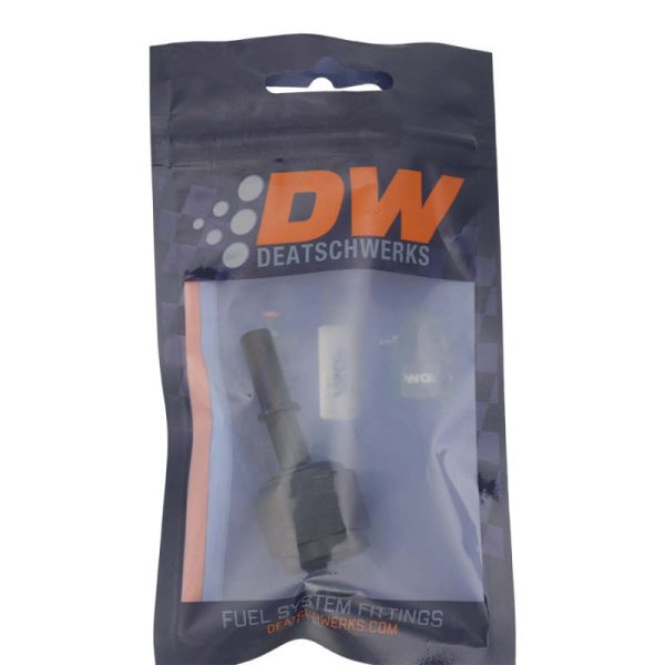 DeatschWerks 8AN Female Flare Swivel to 5 16in Male EFI Quick Disconnect - Anodized Matte Black For Cheap