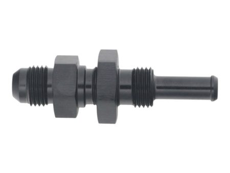 DeatschWerks 6AN Male Flare to Straight 5 16in Single Hose Barb - Anodized Matte Black For Sale