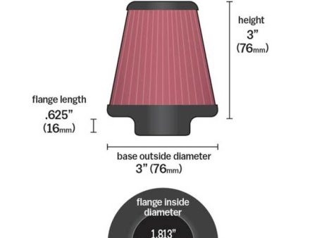 Universal Air Filter 1-13 16in FLG   3in Bottom   2in Top   3in Height Cheap