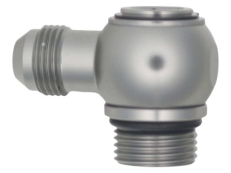 DeatschWerks 10AN ORB Male to 8AN Male Flare Low Profile 90-Degree Swivel - Anodized DW Titanium Supply