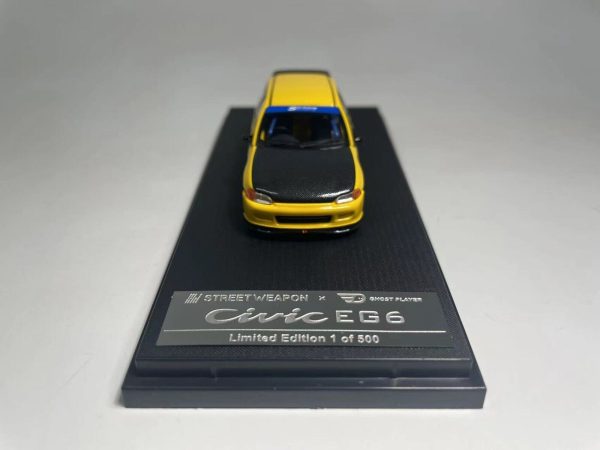 STREET WEAPON 1 64 Honda Civic EG6 Diecast Model Car-Yellow Carbon Fiber Hood For Discount