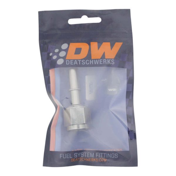 DeatschWerks 8AN Female Flare Swivel to 3 8in Male EFI Quick Disconnect - Anodized DW Titanium For Sale