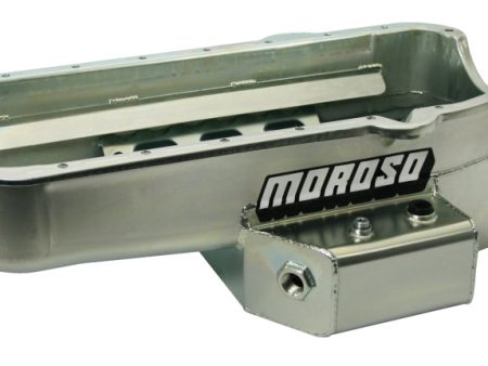 Moroso 86-Up Chevrolet SBC (w 1 Pc Seal & Low Clearance) Wet Sump 7qt 7in Steel Oil Pan - Black Cheap