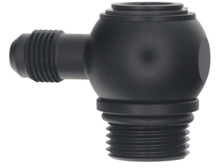 DeatschWerks 10AN ORB Male to 6AN Male Flare Low Profile 90-Degree Swivel - Anodized Matte Black For Sale