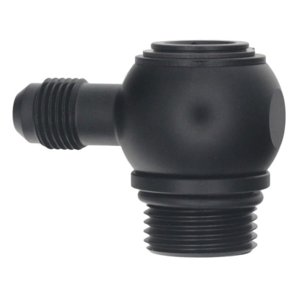 DeatschWerks 10AN ORB Male to 6AN Male Flare Low Profile 90-Degree Swivel - Anodized Matte Black For Sale