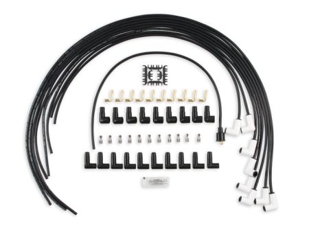 Spark Plug Wire Set - Universal - 90 Deg White Ceramic Boots ACCEL 9001C, Spark Plug Wires, Pro Fit Ceramic, Spiral Core, 8mm, Black, Set For Discount