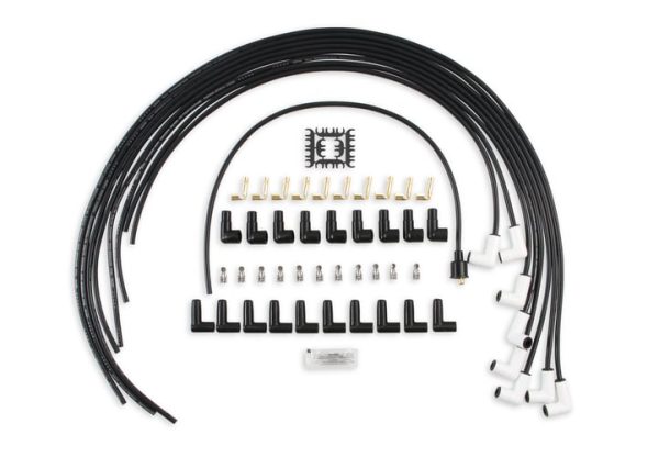 Spark Plug Wire Set - Universal - 90 Deg White Ceramic Boots ACCEL 9001C, Spark Plug Wires, Pro Fit Ceramic, Spiral Core, 8mm, Black, Set For Discount