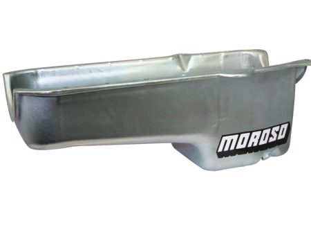 Moroso 80-85 Chevrolet Small Block (w Pssngr Side Dipstick) Wet Sump 5qt 7.5in Steel Oil Pan - Black on Sale