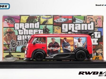 VOLKSWAGEN BUS VAN RWB GRAND THEFT AUTO GTA RED WITH BLACK WHEELS 1 64 SCALE DIECAST CAR MODEL Sale