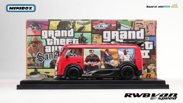 VOLKSWAGEN BUS VAN RWB GRAND THEFT AUTO GTA RED WITH BLACK WHEELS 1 64 SCALE DIECAST CAR MODEL Sale