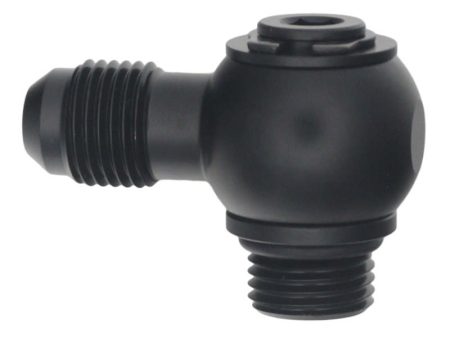 DeatschWerks 6AN ORB Male to 6AN Male Flare Low Profile 90-Degree Swivel - Anodized Matte Black Hot on Sale