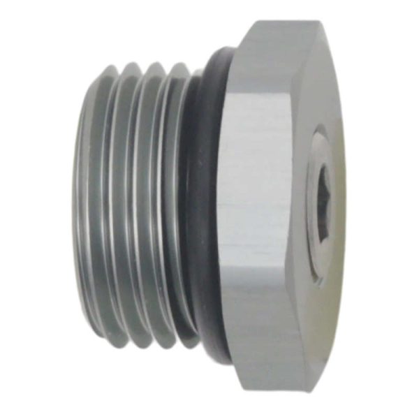 DeatschWerks 8AN ORB Male Plug Fitting with 1 8in NPT Gauge Port - Anodized DW Titanium Supply