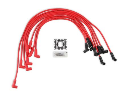 SPARK PLUG WIRE SET - 90 DEG BOOTS - RED 8mm - Super Stock - 500 Ohms Ft Sprial Core - Custom - Red Wire - SBC 1974-1988 V8 HEI Online