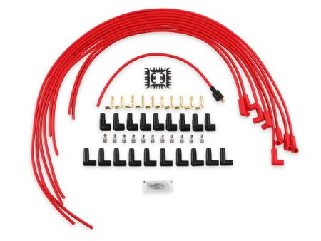 Spark Plug Wire Set- 8mm - Super Stock Universal with Graphite Core - Red Wire with Red 90 Deg Boots ACCEL 4041R universal fit super stock 8mm spark plug wires feature a spiral core and red silicone jacket. on Sale