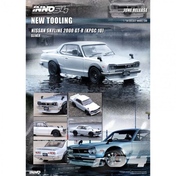 INNO64 1 64 NISSAN SKYLINE 2000 GT-R KPGC10 SILVER DIECAST SCALE MODEL CAR Online now